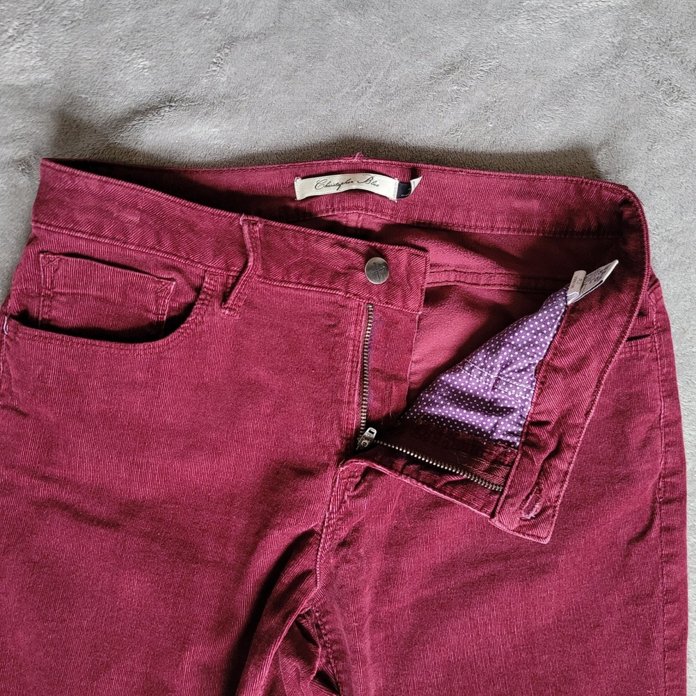 Christopher Blue 8 wine red corduroy pants slim leg mid rise twee preppy office - Picture 6 of 16